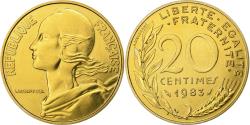 World Coins - France, 20 Centimes, Marianne, 1983, Paris, série FDC, Aluminum-Bronze