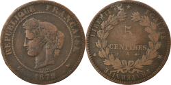 World Coins - Coin, France, Cérès, 5 Centimes, 1879, Paris, , Bronze, KM:821.1