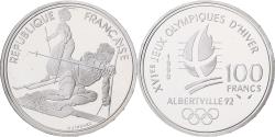 World Coins - France, 100 Francs, 1992 Olympics, Albertville, Slalom Skiing, 1990, Paris