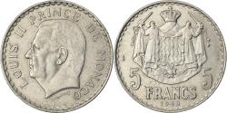 World Coins - Coin, Monaco, Louis II, 5 Francs, 1945, Paris, , Aluminum, KM:122
