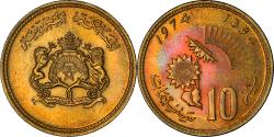 World Coins - Coin, Morocco, al-Hassan II, 10 Santimat, 1974, , Aluminum-Bronze