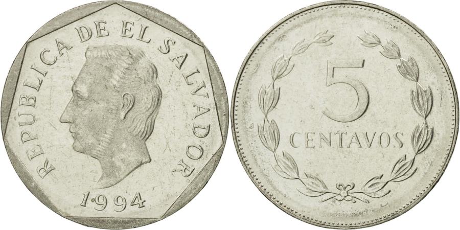 El Salvador 1993-5 Centavos Nickel Clad Steel Coin Francisco Morazan 
