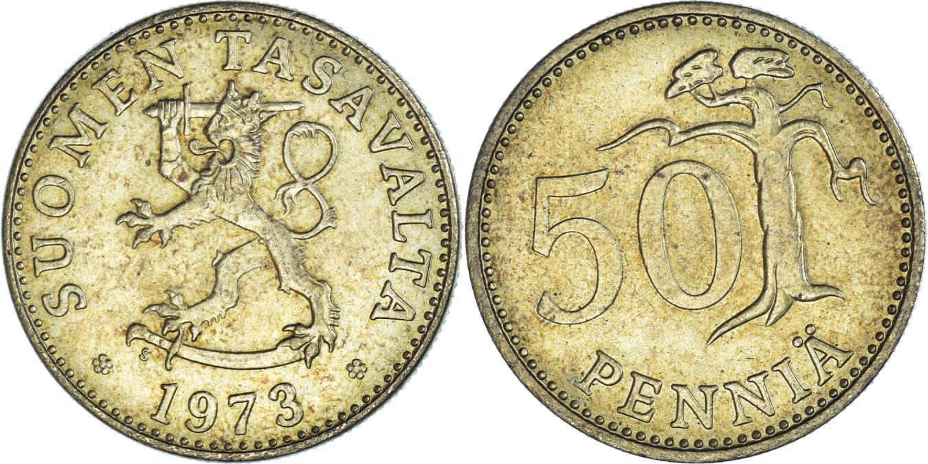 Coin, Finland, 50 Penniä, 1973 