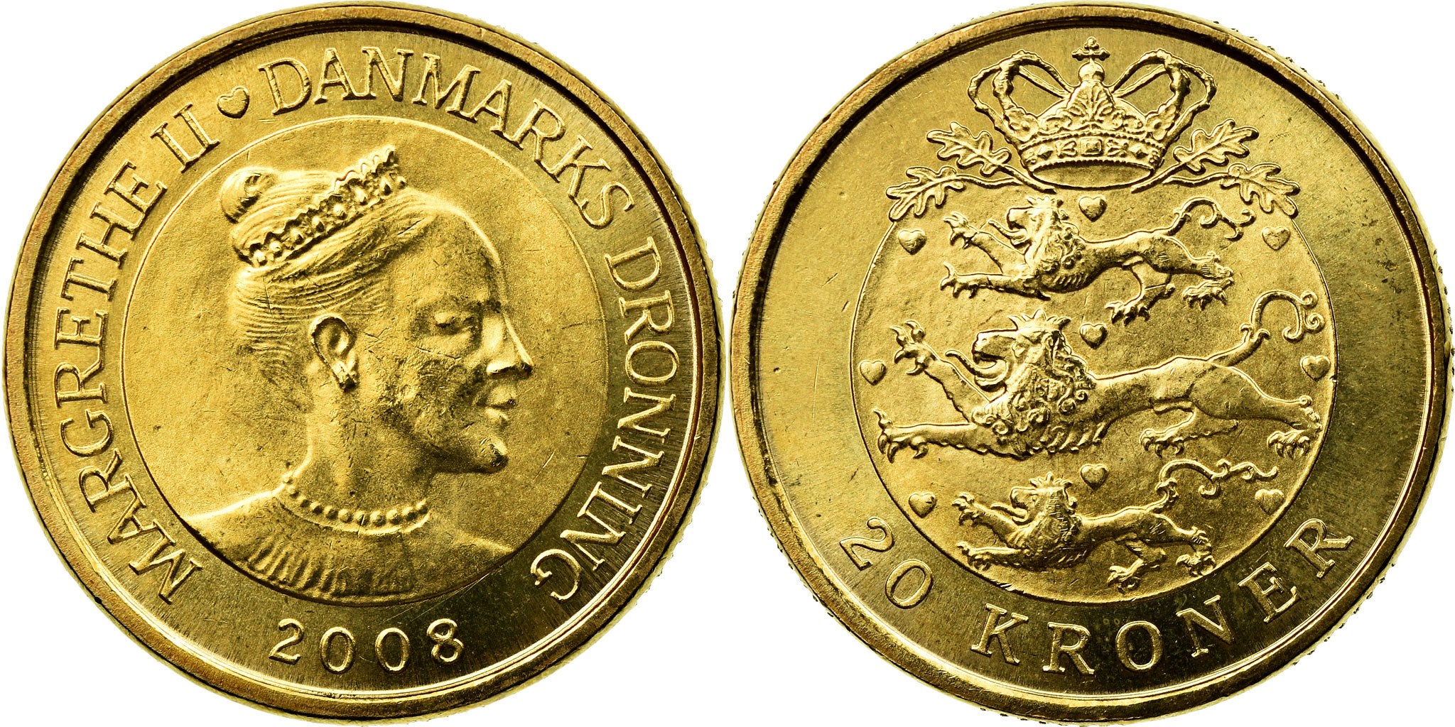 tøjlerne Til ære for billede Coin, Denmark, Margrethe II, 20 Kroner, 2008, Copenhagen, | European Coins