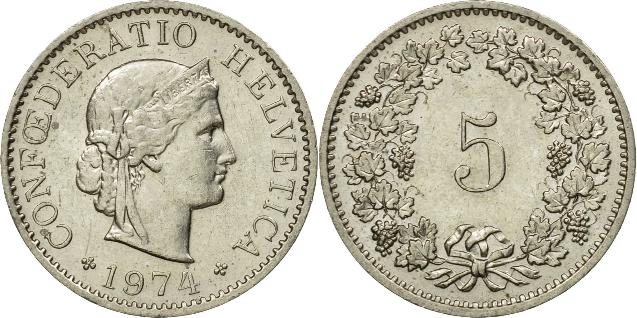 Coin, Switzerland, 5 Rappen, 1974, Bern, , Copper-nickel, KM:26