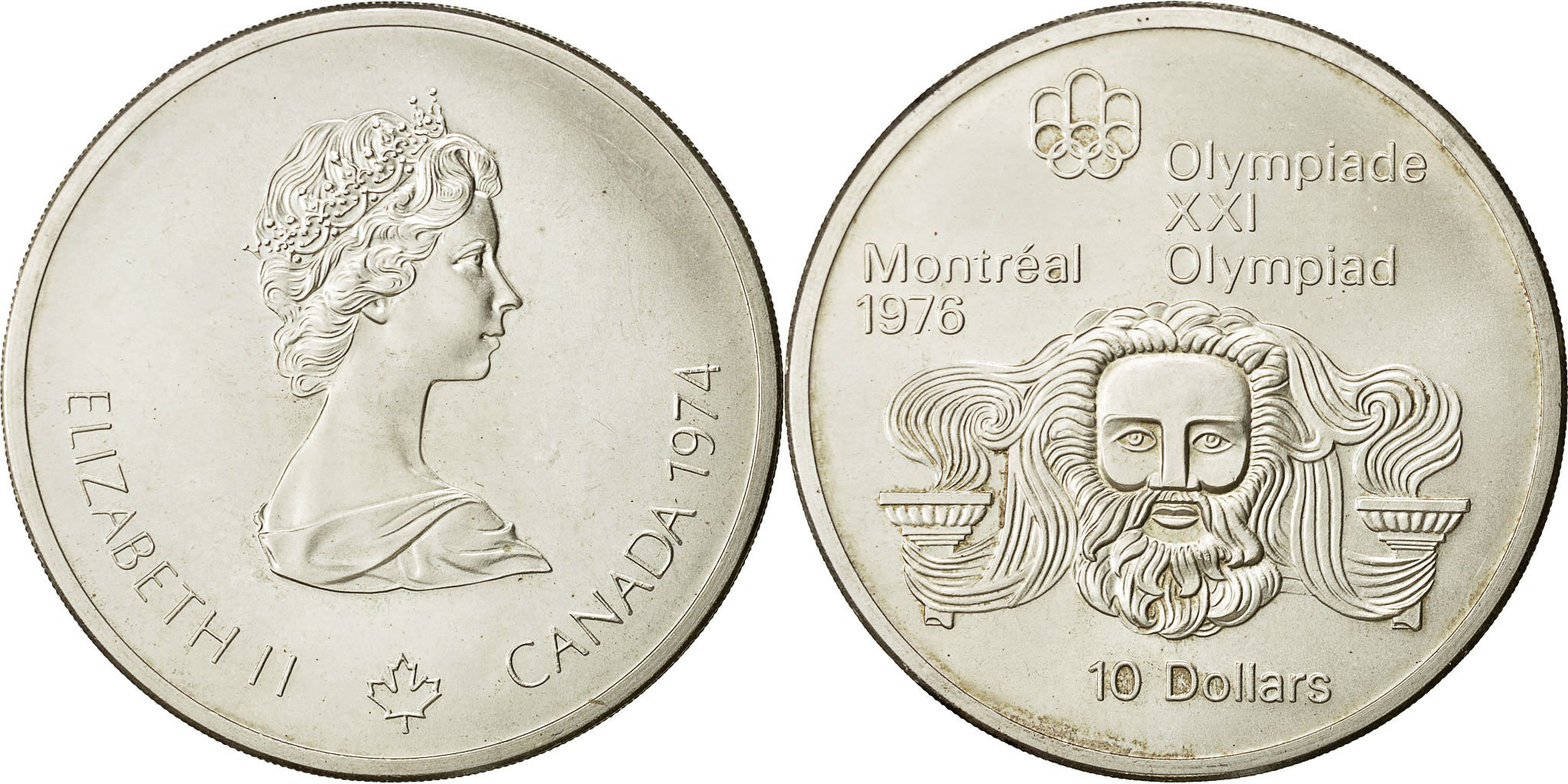 Coin, Canada, Elizabeth II, 10 Dollars Olympics, 1974, , Silver, KM 93