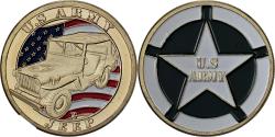 World Coins - France, Medal, US Army, Jeep, Steel, Colourized,