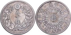 World Coins - Japan, Mutsuhito, 50 Sen, Meiji Era, Yr. 43 (1910), Silver,