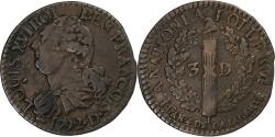 World Coins - France, Louis XVI, 3 Deniers françois, 1792 / AN 4, Lyon, DL, Copper