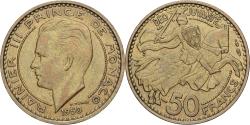 World Coins - Monaco, Rainier III, 50 Francs, Cinquante, 1950, Aluminum-Bronze,