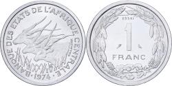 World Coins - Central African States, 1 Franc, 1974, Paris, Pattern, Aluminum,