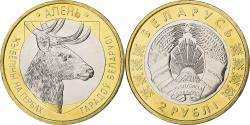 World Coins - Belarus, 2 Roubles, Deer, 2021, Kazakhstan Mint, Bi-Metallic,