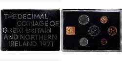 World Coins - United Kingdom, Elizabeth II, Set 1/2 penny to 50 new pence, 1971, London, BU