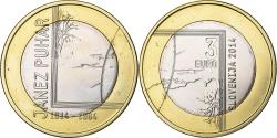 World Coins - Slovenia, 3 Euro, Janez Puhar, 2014, BU, , Bi-Metallic