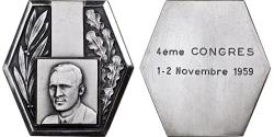 World Coins - France, Medal, Léo Lagrange, 4ème Congrès, 1959, Silvered bronze,
