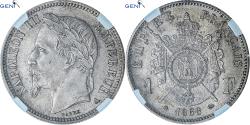 World Coins - Coin, France, Napoleon III, Franc, 1868, Paris, GENI, AU58, , Silver