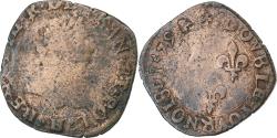 World Coins - France, Henri III, Double Tournois, 1579, La Rochelle, Copper,