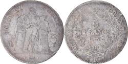 World Coins - Coin, France, Union et Force, 5 Francs, AN 6/5/4, Bordeaux, Rare,