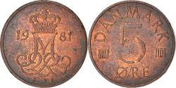 World Coins - Coin, Denmark, Margrethe II, 5 Öre, 1981, Copenhagen, , Copper Clad