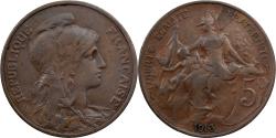 World Coins - France, 5 Centimes, Daniel-Dupuis, 1913, Paris, Bronze, , Gadoury:165