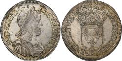 World Coins - France, Louis XIV, 1/2 Écu à la mèche longue, 1654, Amiens, Silver