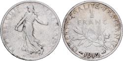 World Coins - France, Franc, Semeuse, 1912, Paris, Silver, , Gadoury:467, KM:844.1