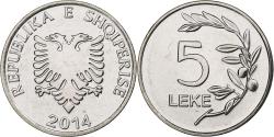 World Coins - Albania, 5 Lekë, 2014, Nickel plated steel,
