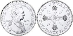 World Coins - Monaco, Rainier III, 50 Francs, 1974, Monnaie de Paris, Pattern, Silver,