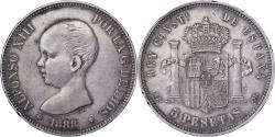 World Coins - Spain, Alfonso XIII, 5 Pesetas, 1888, Madrid, Silver, , KM:689
