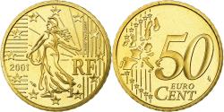 World Coins - France, 50 Euro Cent, 2001, Proof, , Brass, KM:1287