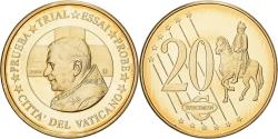 World Coins - Vatican, Benedict XVI, 20 Centimes, Trial, 2007, Waldaschaff, Brass,