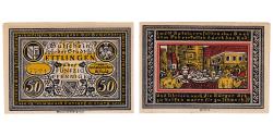 World Coins - Banknote, Germany, Ettlingen, 50 Pfennig, personnage 1921 UNC(60-62) Mehl:355.1a
