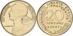 World Coins - France, 20 Centimes, Marianne, 2001, MDP, Série BU, Bronze-Aluminium