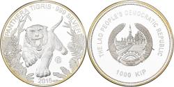 World Coins - Laos, 1000 Kip, Panthera Tigris, 2015, F15, Silver,
