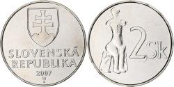 World Coins - Slovakia, 2 Koruna, 2007, Kremnica, Nickel plated steel, , KM:13