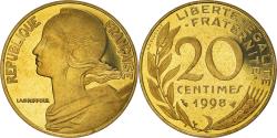 World Coins - Coin, France, Marianne, 20 Centimes, 1998, Paris, Proof,