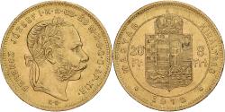World Coins - Hungary, Franz Joseph I, 8 Forint 20 Francs, 1872, Kormoczbanya, Gold