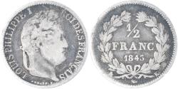 World Coins - France, Louis Philippe I, 1/2 Franc, 1843, Bordeaux, Silver,