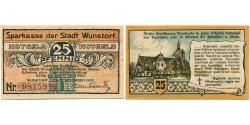 World Coins - Banknote, Germany, Wunstorf, 25 Pfennig, Eglise, 1922 UNC(63) Mehl:1458.2
