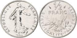 World Coins - France, 1/2 Franc, Semeuse, 1990, Monnaie de Paris, série FDC, Nickel,