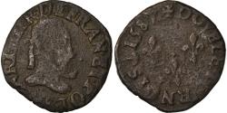 World Coins - Coin, France, Henri III, Double Tournois, 1587, Troyes, Fautée,