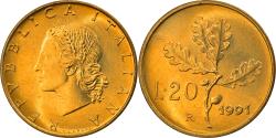 World Coins - Coin, Italy, 20 Lire, 1991, Rome, , Aluminum-Bronze, KM:97.2