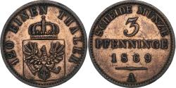 World Coins - German States, PRUSSIA, Wilhelm I, 3 Pfennig, 1869, Berlin, Copper,