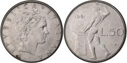 World Coins - Italy, 50 Lire, 1981, Rome, Stainless Steel, , KM:95.1
