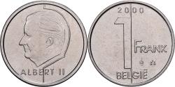 World Coins - Belgium, Albert II, 1 Frank, 2000, Brussels, Nickel Plated Iron,