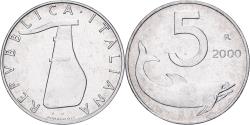World Coins - Italy, 5 Lire, 2000, Rome, BU, Aluminum, , KM:92