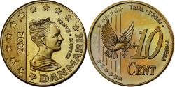 World Coins - Denmark, Margrethe II, 10 Centimes, Fantasy Trial Euro, 2002, Nordic gold