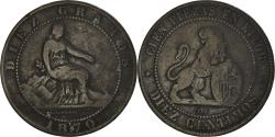 World Coins - Coin, Spain, Provisional Government, 10 Centimos, 1870, Madrid,