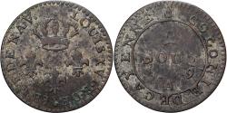 World Coins - Guyana, Louis XVI, 2 Sous, Colonie de Cayenne, 1789, Paris, Copper,
