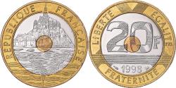 World Coins - Coin, France, Mont Saint Michel, 20 Francs, 1998, Paris, BU,